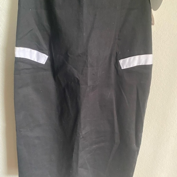 Collectif Retro Sailor Halter Rockabilly Straight Pencil Pin Up Black Dress 10 - Picture 8 of 16